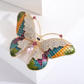 Alloy Colorful Butterfly Brooch Pin With Enamel And Rhinestone Decoration view 3
