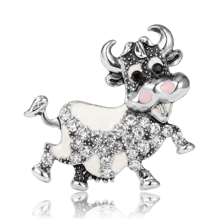 Alloy Enamel Cute Ox Brooch For Zodiac Apparel Accessories
