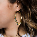 Bohemian Large Hoop Earrings With Ocean Blue Zircon, Fashion Round Ear Hoops For Women view 4