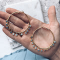 Bohemian Large Hoop Earrings With Ocean Blue Zircon, Fashion Round Ear Hoops For Women view 2