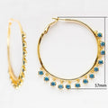 Bohemian Large Hoop Earrings With Ocean Blue Zircon, Fashion Round Ear Hoops For Women view 5