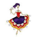 Alloy Enamel Rhinestone Dancer Brooch Pin For Elegant Coat Decoration view 5