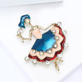 Alloy Enamel Rhinestone Dancer Brooch Pin For Elegant Coat Decoration view 4