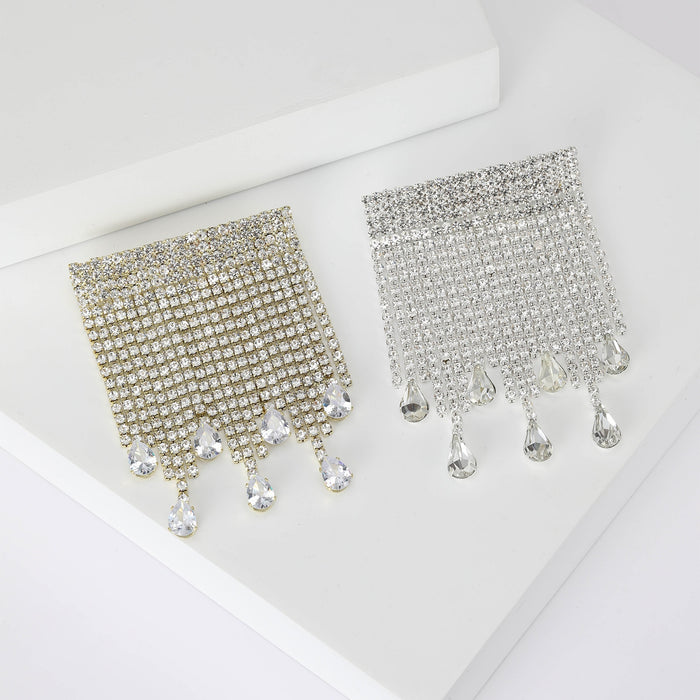 Alloy Rhinestone Tassel Chain Brooch For Women's Suit Lapel