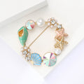 Alloy Rhinestone Starfish Conch Brooch Pin For Women's Apparel view 3