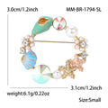 Alloy Rhinestone Starfish Conch Brooch Pin For Women's Apparel view 5