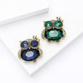 Alloy Crystal Rhinestone Crown Owl Brooch Pin For Men's Apparel view 2