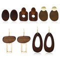 Vintage Bohemian Geometric Wood And Alloy Drop Earrings For Women Hollow Teardrop Statement Earrings view 1