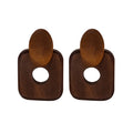 Vintage Bohemian Geometric Wood And Alloy Drop Earrings For Women Hollow Teardrop Statement Earrings view 5