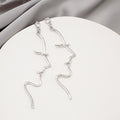 Elegant Abstract Face Line Drop Earrings In Gold Silver Alloy, Korean Minimalist Luxury Dangle Earrings view 4