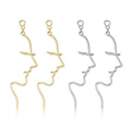 Elegant Abstract Face Line Drop Earrings In Gold Silver Alloy, Korean Minimalist Luxury Dangle Earrings view 1