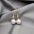 Elegant Korean Micro Paved Zircon Hook Dangle Earrings With Large Pearl Drops For Women Luxury Earrings view 2