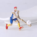 Alloy Enamel Cartoon Hockey Player Brooch Pin For Sports Gifts view 6
