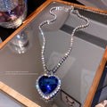 Korean Style Rhinestone Heart Alloy Necklace For Women Minimalist Elegant OL Jewelry view 4