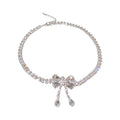 Alloy Rhinestone Bow Jewelry Set With Choker Necklace Earrings Bracelet For Women view 5
