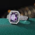 European Double Layer Prong Set Square Zircon Ring With Topaz Purple Stone Inlay For Women view 3