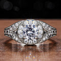 Sparkling Micro Pave Round Simulated Cubic Zirconia Ring For Women, Engagement Jewelry view 1