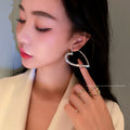 European American Style Alloy Heart Hoop Earrings With Full Rhinestone Sparkle Drop Design view 4