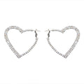 European American Style Alloy Heart Hoop Earrings With Full Rhinestone Sparkle Drop Design view 5