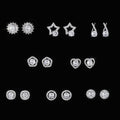 Sweet Flower Zircon Stud Earrings For Women, Simple Copper Platinum Plated Earring Set view 3