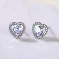 Sweet Flower Zircon Stud Earrings For Women, Simple Copper Platinum Plated Earring Set view 6