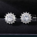 Sweet Flower Zircon Stud Earrings For Women, Simple Copper Platinum Plated Earring Set view 5