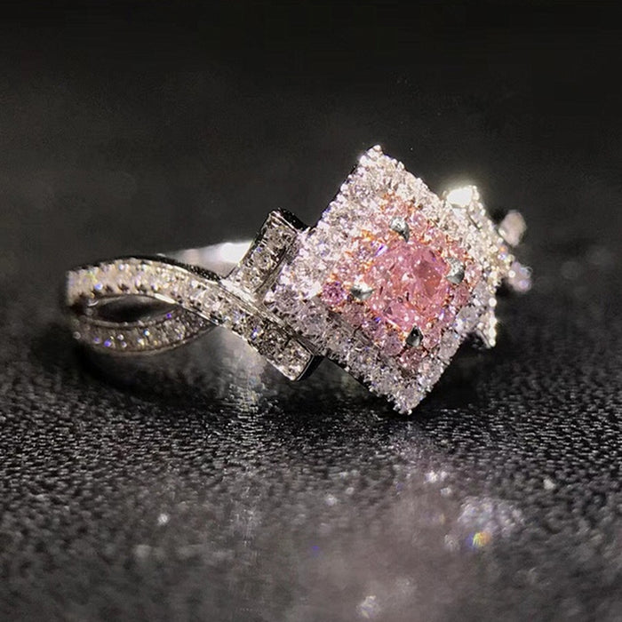 Creative Crisscross Wrapped Pink Zircon Ring For Women, Daily Versatile Fashion Hand Jewelry