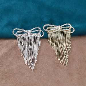 Alloy Bowknot Tassel Brooch Pin For Women's Suit Lapel Decor