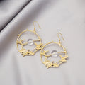 Vintage Gold Alloy Hollow Leaf Branch Hoop Bead Drop Earrings For Women Elegant Fashion Earrings view 4