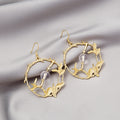Vintage Gold Alloy Hollow Leaf Branch Hoop Bead Drop Earrings For Women Elegant Fashion Earrings view 3
