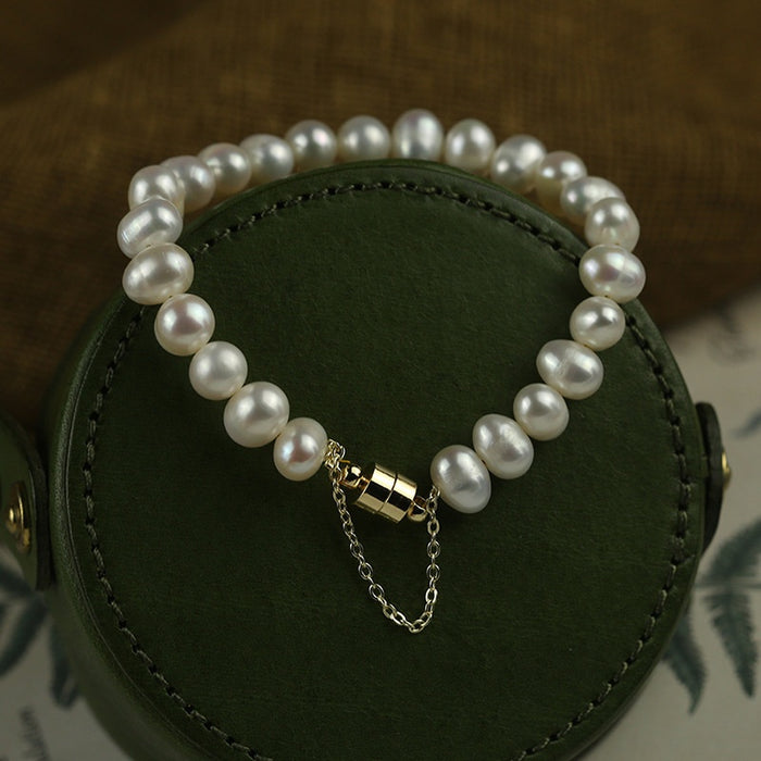 Korean Fashion Alloy Geometric Freshwater Pearl Bracelet For Women Elegant OL Style