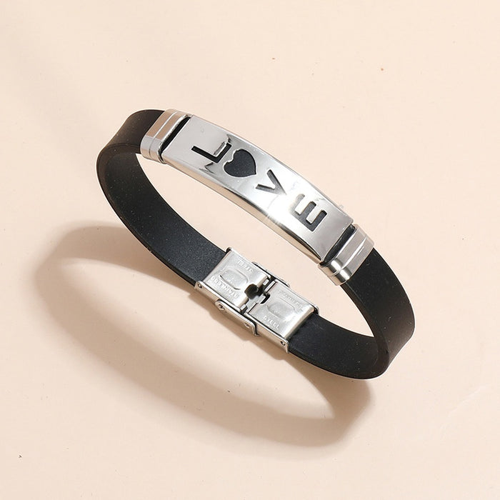 Fashion Stainless Steel And Silicone Bracelet For Students And Couples, Trendy Jewelry