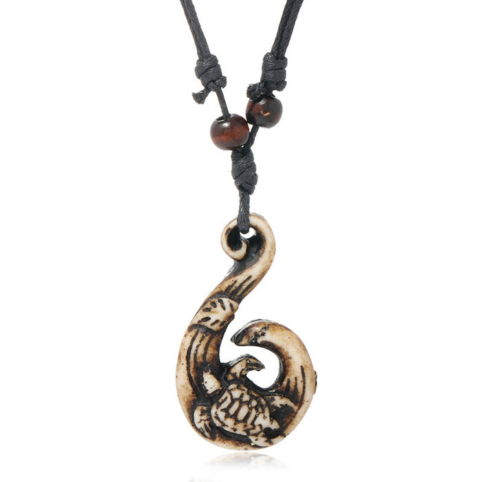 Retro Resin Turtle Necklace Beach Tourism Area Pendant Jewelry For Men