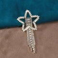 Alloy Full Rhinestone Star Tassel Brooch Pin for Collar Decoration view 1