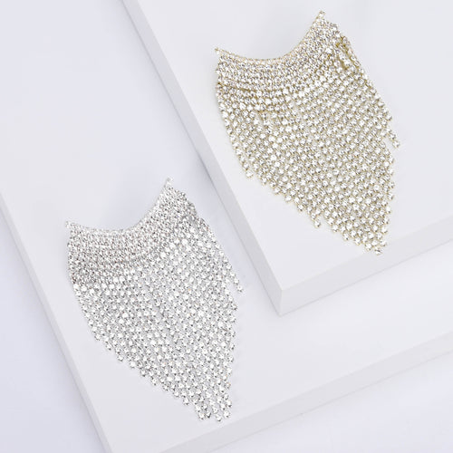 Luxury Alloy Rhinestone Tassel Brooch Pin For Sweaters And Coats
