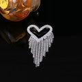 Alloy Rhinestone Heart Tassel Brooch Creative Lapel Pin Accessory view 4