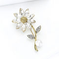 Alloy Rhinestone Daisy Pearl Brooch Pin For Women's Suits view 3