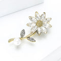 Alloy Rhinestone Daisy Pearl Brooch Pin For Women's Suits view 2