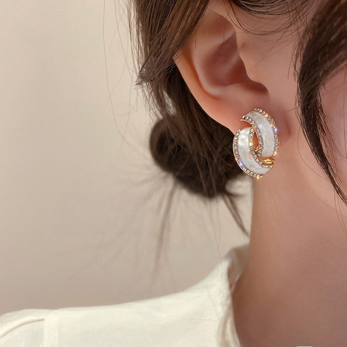 Korean Minimalist Alloy Geometric Irregular Rhinestone Stud Earrings For Women