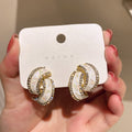 Korean Minimalist Alloy Geometric Irregular Rhinestone Stud Earrings For Women view 2