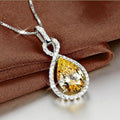 Spring Yellow Pear Shape Water Drop Zircon Pendant Necklace For Women Cross Border Choker view 3