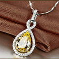 Spring Yellow Pear Shape Water Drop Zircon Pendant Necklace For Women Cross Border Choker view 2