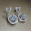 Bridal Heart Shape Drop Earrings With Fine Zircon, European Quality Women's Wedding Jewelry view 1
