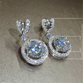 Bridal Heart Shape Drop Earrings With Fine Zircon, European Quality Women's Wedding Jewelry view 4