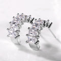 Summer Half Round C Shape AAA Zircon Stud Earrings For Women Copper Platinum Plated Jewelry view 2