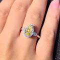 Simple Yellow Pear Water Drop Cubic Zirconia Ring For Women Trendy Business Event Jewelry view 4
