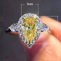 Simple Yellow Pear Water Drop Cubic Zirconia Ring For Women Trendy Business Event Jewelry view 5