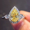 Simple Yellow Pear Water Drop Cubic Zirconia Ring For Women Trendy Business Event Jewelry view 2