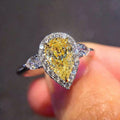 Simple Yellow Pear Water Drop Cubic Zirconia Ring For Women Trendy Business Event Jewelry view 3