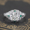 European Vintage Emerald Green Zircon Ring For Women Wedding Anniversary Jewelry view 1